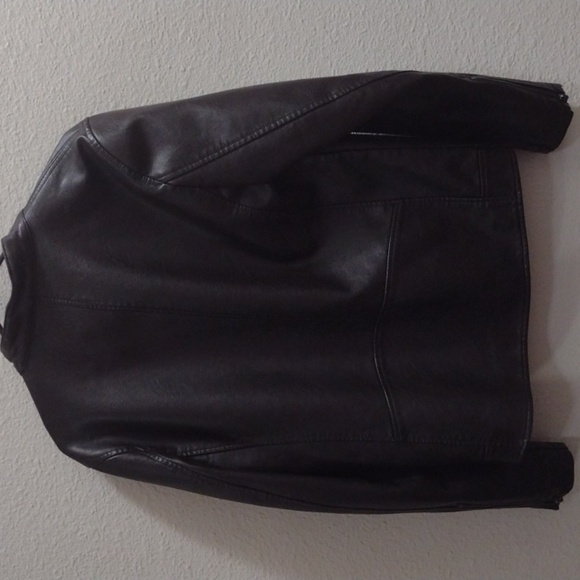 Levi's Black Faux Leather Bomber Jacket Men's Size Small - Picture 5 of 5